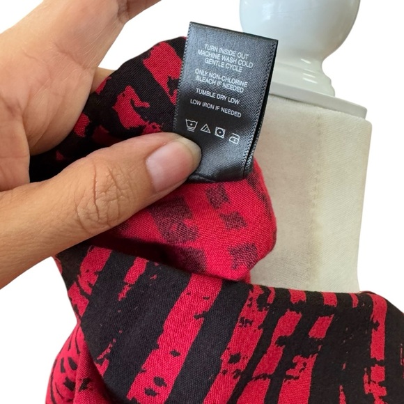 Ali Miles Printed Crinkle Button Front Tunic Blouse Top Plus Size 2X Black Work - Picture 9 of 10